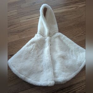 First Impressions 18 Months Faux Fur Shaw Button Up Hooded White